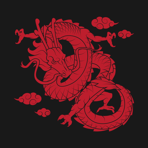 A Red Traditional Chinese Dragon by MaiKStore