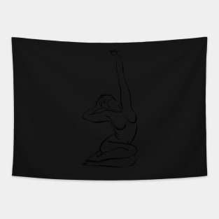 Simple And Aesthetic One Line Art Woman Tapestry