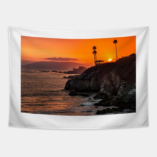 Sunset Over Pismo Beach Tapestry by Reg-K-Atkinson