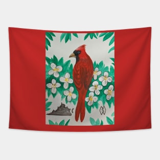 Virginia state bird and flower, the cardinal and dogwood Tapestry