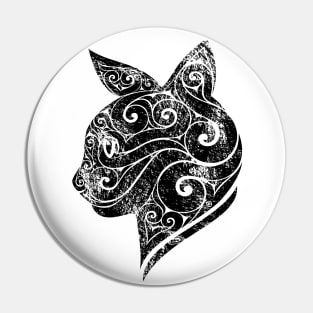 Swirly Cat Portrait Pin