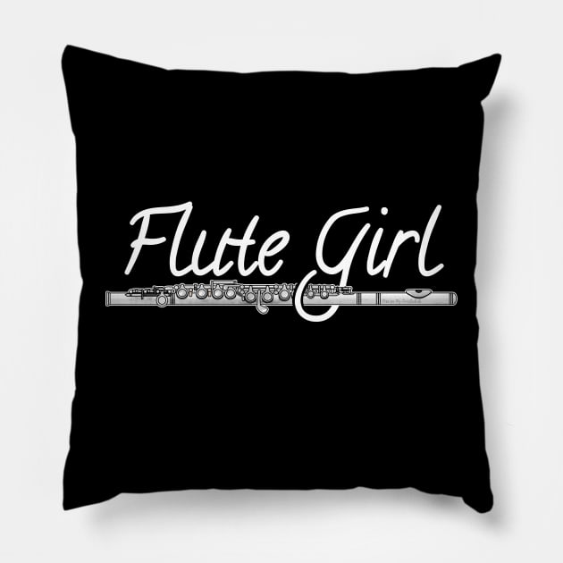 Flute Girl Flutist Female Musician Pillow by doodlerob