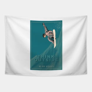 Think Outside No Box Required Retro style Snowboard Poster Tapestry