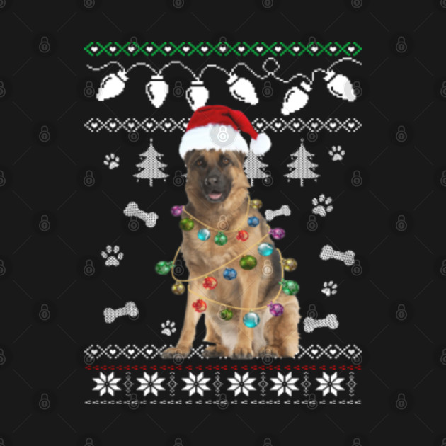 Discover GERMAN SHEPHERD Dog Santa Hat Ugly Christmas Sweater Happy Holidays Season - Merry Christmas Dog - German Shepherd Christmas - T-Shirt