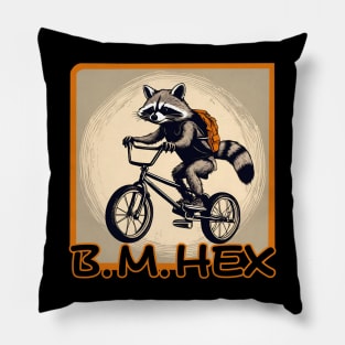 Raccoon bmx rider Pillow