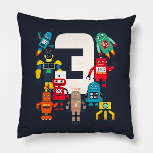 This robot kid is now 3 Pillow