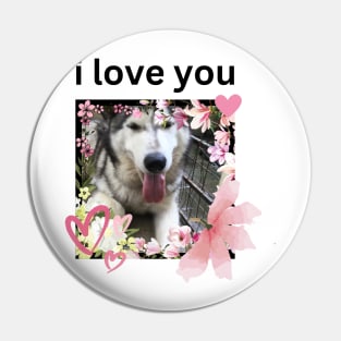 Cute Husky Dog I Love You Pin