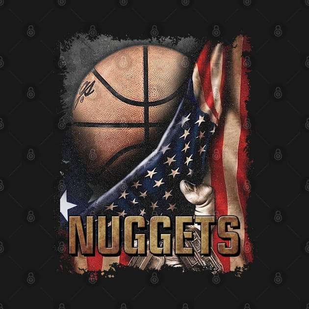 Vintage Teams Basketball Styles Nuggets American Flag Gifts by Jose Hosmer