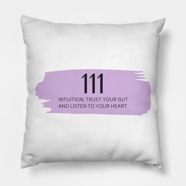 111 Angel Number purple Pillow by anrockhi