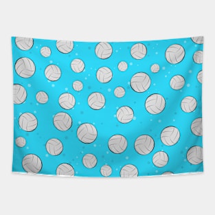 Volleyball Balls Seamless Pattern - Sky Blue Background Tapestry