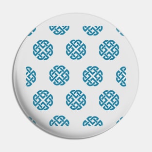 Celtic Endless Knot Pattern Blue Knots on Silver Background Pin