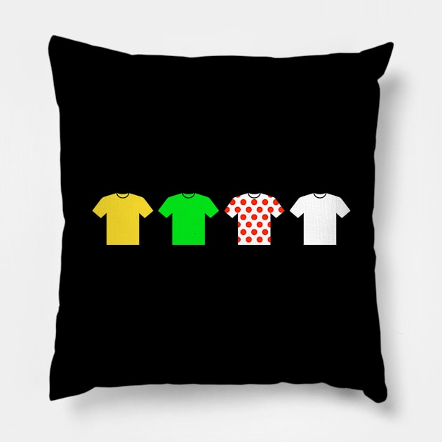 Cycling Jerseys Le Tour Yellow, Green, Polka Dot Pillow by zap