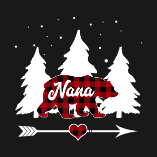 Nana Bear Buffalo Plaid Christmas Matching Family Pajama T-Shirt