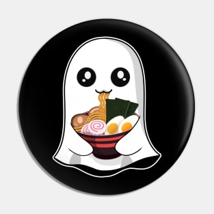Cute Kawaii Ghost Eating Ramen Halloween Pin