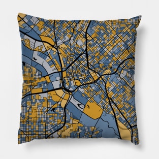 Dallas Map Pattern in Blue & Gold Pillow