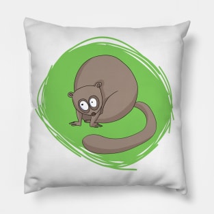 Little lemur on green background Pillow