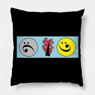 Bass Guitar Clef smiley and sad By LowEndGraphics Pillow