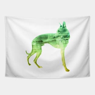 Green & Yellow Waves Whippet Tapestry