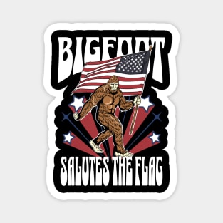 Patriotic Bigfoot Salutes the Flag 4th of July Magnet