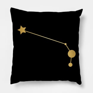 Aries Zodiac Constellation in Gold - Black Pillow