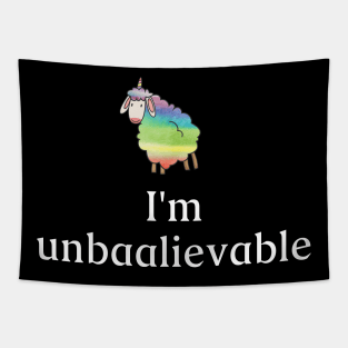 Incredible rainbow unicorn sheep. What does the sheep say? Baa! Shirt and accessory gift idea Tapestry