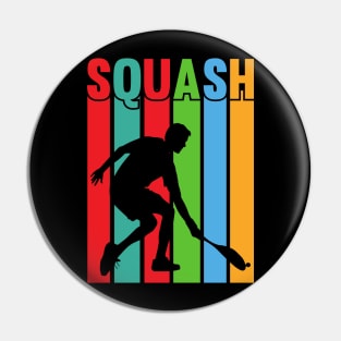 Colourful Squash Player Design Pin