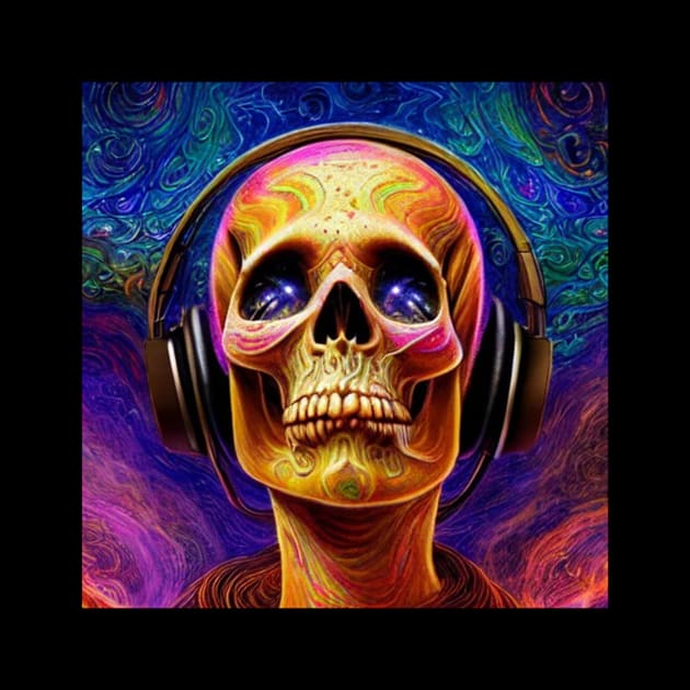 Design Skull Listening To Music by Skull Listening To Music