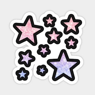 Light Pink Purple Ombre Faux Glitter Stars Magnet