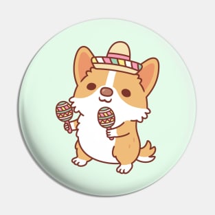 Cute Corgi Puppy With Fiesta Hat Pin