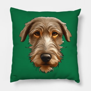 Irish Wolfhound Pet Portrait Black Outline Art Cut Out Pillow