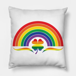 LGBTQ Clover Rainbow St. Patrick's Day Design for LGBTQ Parade on St. Patrick's Day Pillow