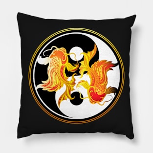 two koi carp fishes in the circle Pillow