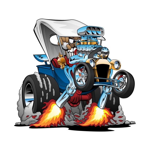 Custom T-bucket Roadster Hotrod Cartoon Illustration by hobrath