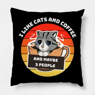 I like cats coffee and maybe 3 people Pillow