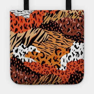 animal print mashup pattern zebra, leopard, girrafe, tiger Tote