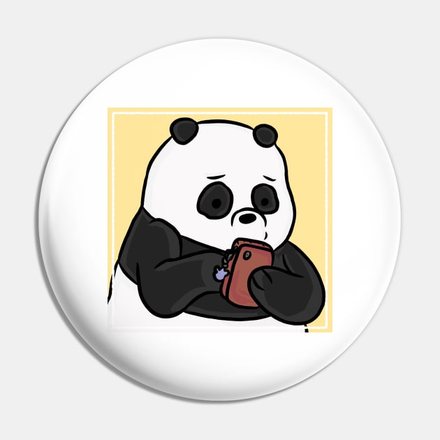 Texting Panda Pin by RoserinArt