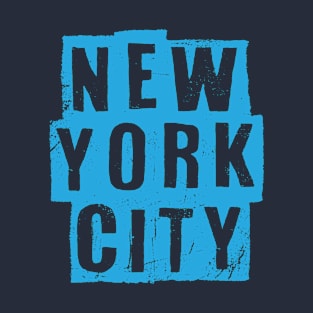 New York City - Vintage Light Blue Text T-Shirt