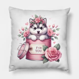 Valentine Siberian Husky Dog For You Pillow