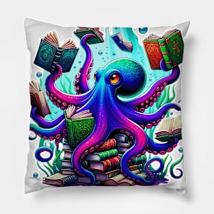 Armed With Knowledge Book Lover Octopus Librarian Literature Pillow