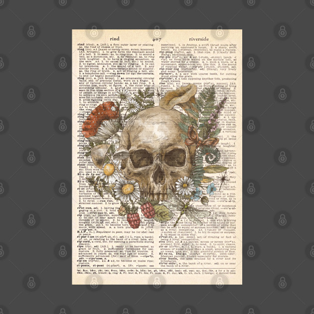 Human skull with flowers - floral skull by Dr.Bear