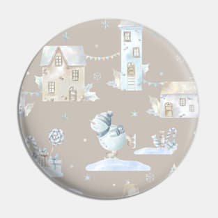 Trendy Pastel Xmas Pattern Winter Snow Christmas Pin