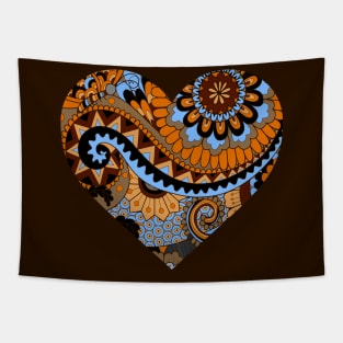 Blue and Brown Floral Design Tapestry