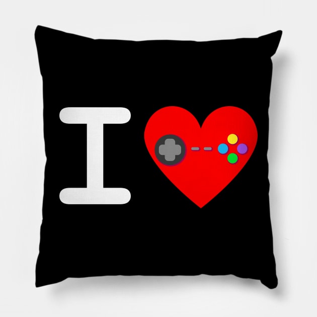 I Love Gaming Pillow by Joselo Rocha Art