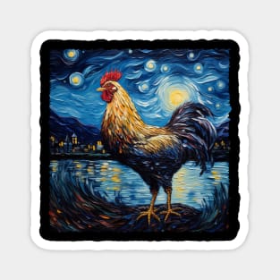 Eggstraordinary Charm Chicken Starry Night Tee for Poultry Devotees Magnet