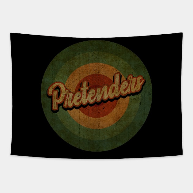 Circle Retro Vintage Pretenders Band Tapestry by Jokowow