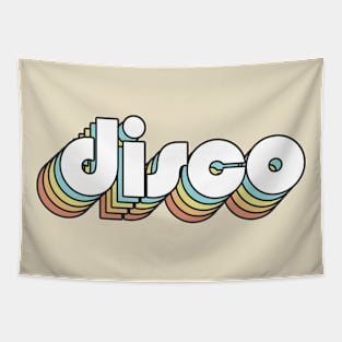 Disco - Retro Rainbow Typography Faded Style Tapestry