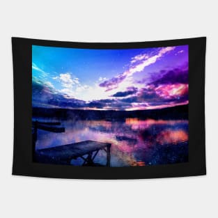 Photo Sunset with Pontoon Tapestry