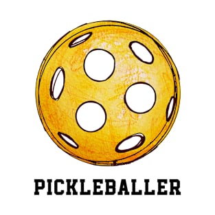 Simple pickleballer illustration in watercolor yellows and oranges T-Shirt