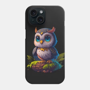 Cute Owl with Blue Feathers Phone Case