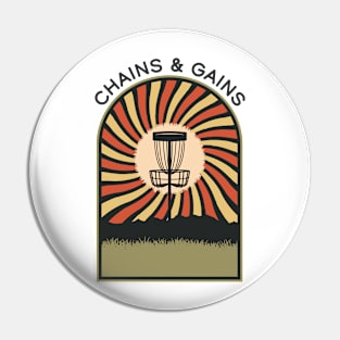 Chains & Gains | Disc Golf Vintage Retro Arch Mountains Pin